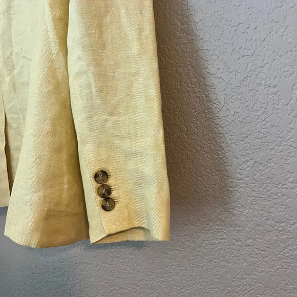 Talbots Women’s Yellow Linen Blazer 16 Plus Classic - Picture 4 of 7